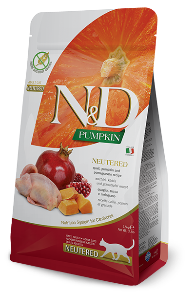 Farmina N&D Pumpkin Gatto Sterilizzati con Quaglia, Zucca e Melograno 1,5 Kg Farmina N&D Pumpkin Gatto Sterilizzati con Quaglia, Zucca e Melograno 1,5 Kg